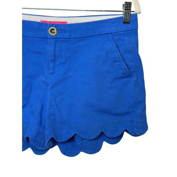 Lilly Pulitzer Blue Scallop Hem Shorts Size 4 Cotton Stretch Preppy Summer - Picture 4 of 12